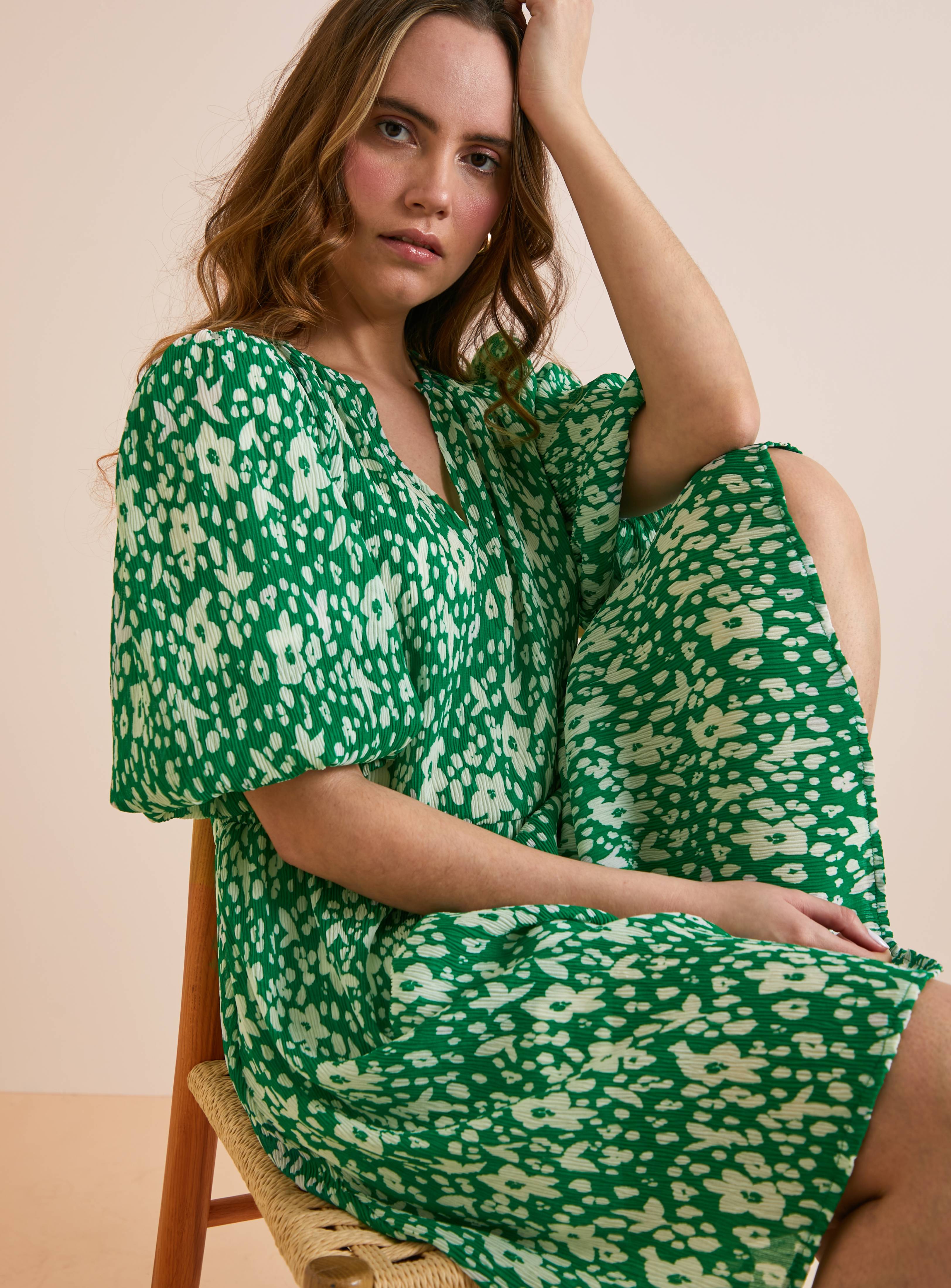 Everbelle Green Floral Plisse Mini Dress 6 - Image 2